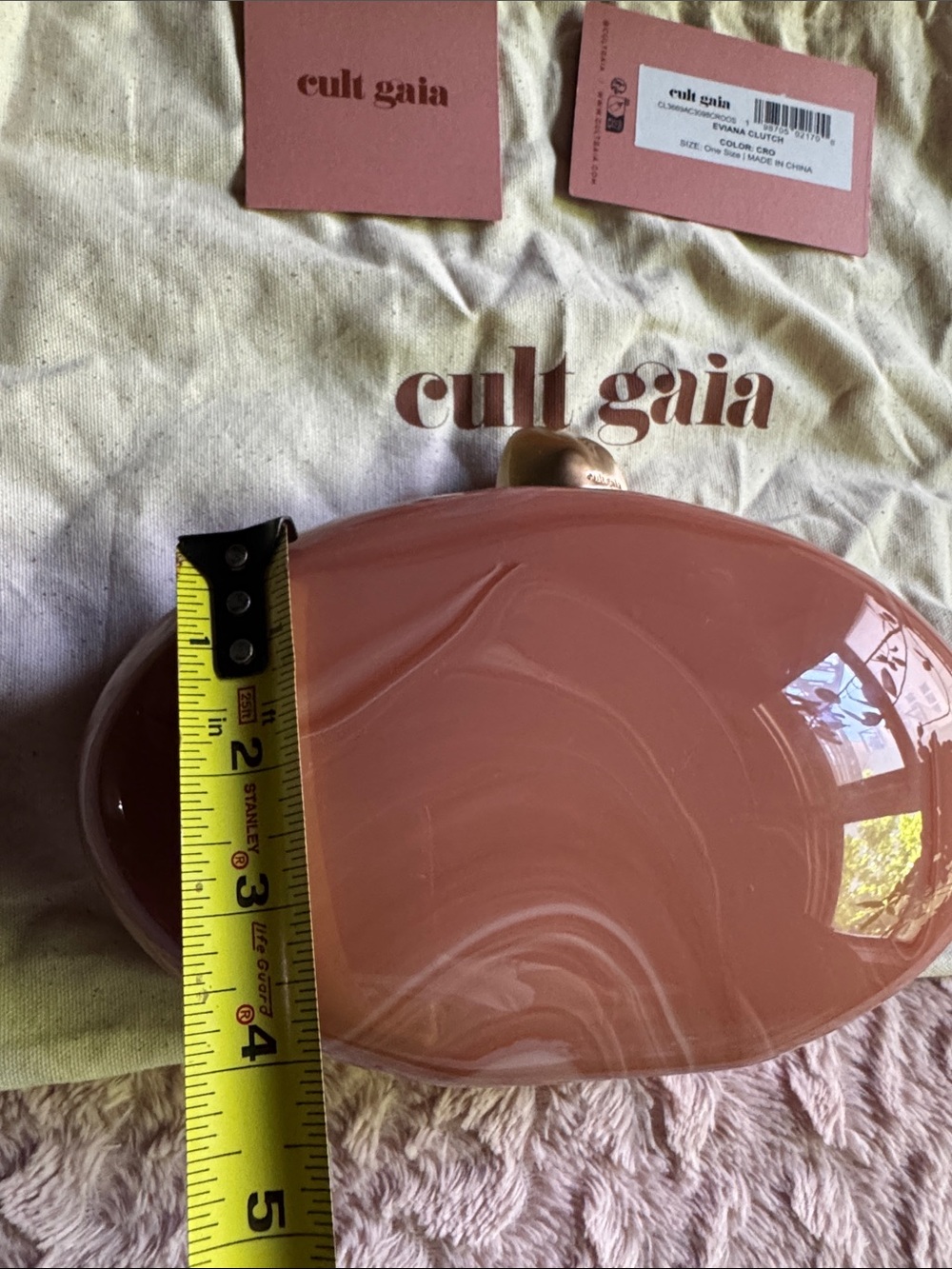 cult gaia glossy marbled resin clutch in mauve - Picture 11 of 15